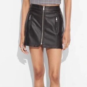 NWT Wild Fable Dark Brown Faux Leather Moto Mini Zipper Close Skirt Size Medium